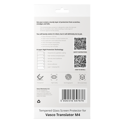 Screenprotector van gehard glas voor de Vasco Translator M4